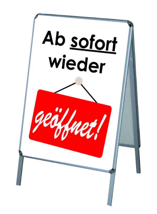 Aktion Corona-Hinweise Ab sofort wieder geöffnet Vers.1 - PVC-Poster A1 für Kundenstopper