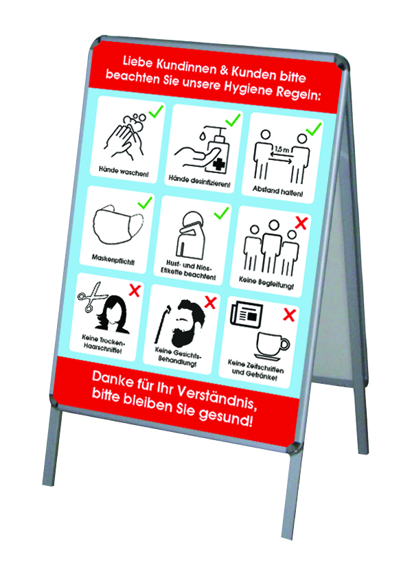 Aktion Corona-Hinweise Friseur - PVC-Poster A1 für Kundenstopper