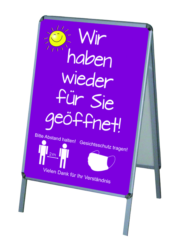 Aktion Corona-Geöffnet Vers.6 - PVC-Poster A1 für Kundenstopper