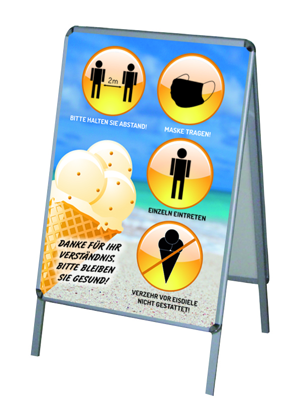 Aktion Corona-Hinweise Eisdiele-1 - PVC-Poster A1 für Kundenstopper