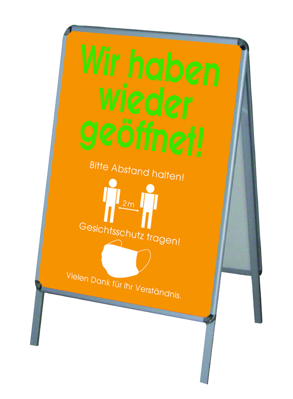 Aktion Corona-Geöffnet Vers.5 - PVC-Poster A1 für Kundenstopper