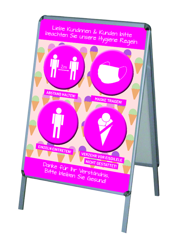 Aktion Corona-Hinweise Eisdiele-2 - PVC-Poster A1 für Kundenstopper