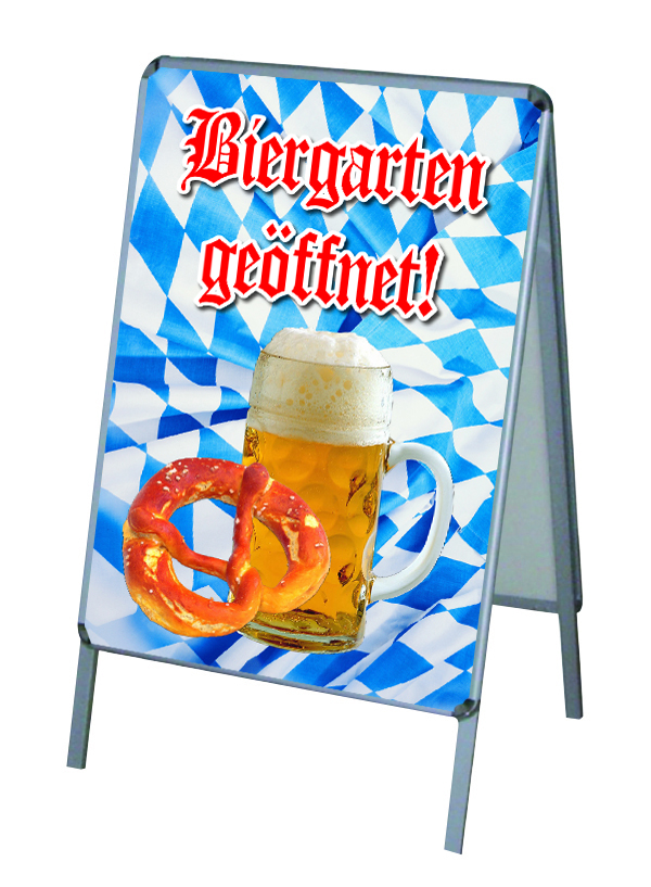 Aktion Corona - Biergarten Geöffnet Vers.3 - PVC-Poster A1 für Kundenstopper