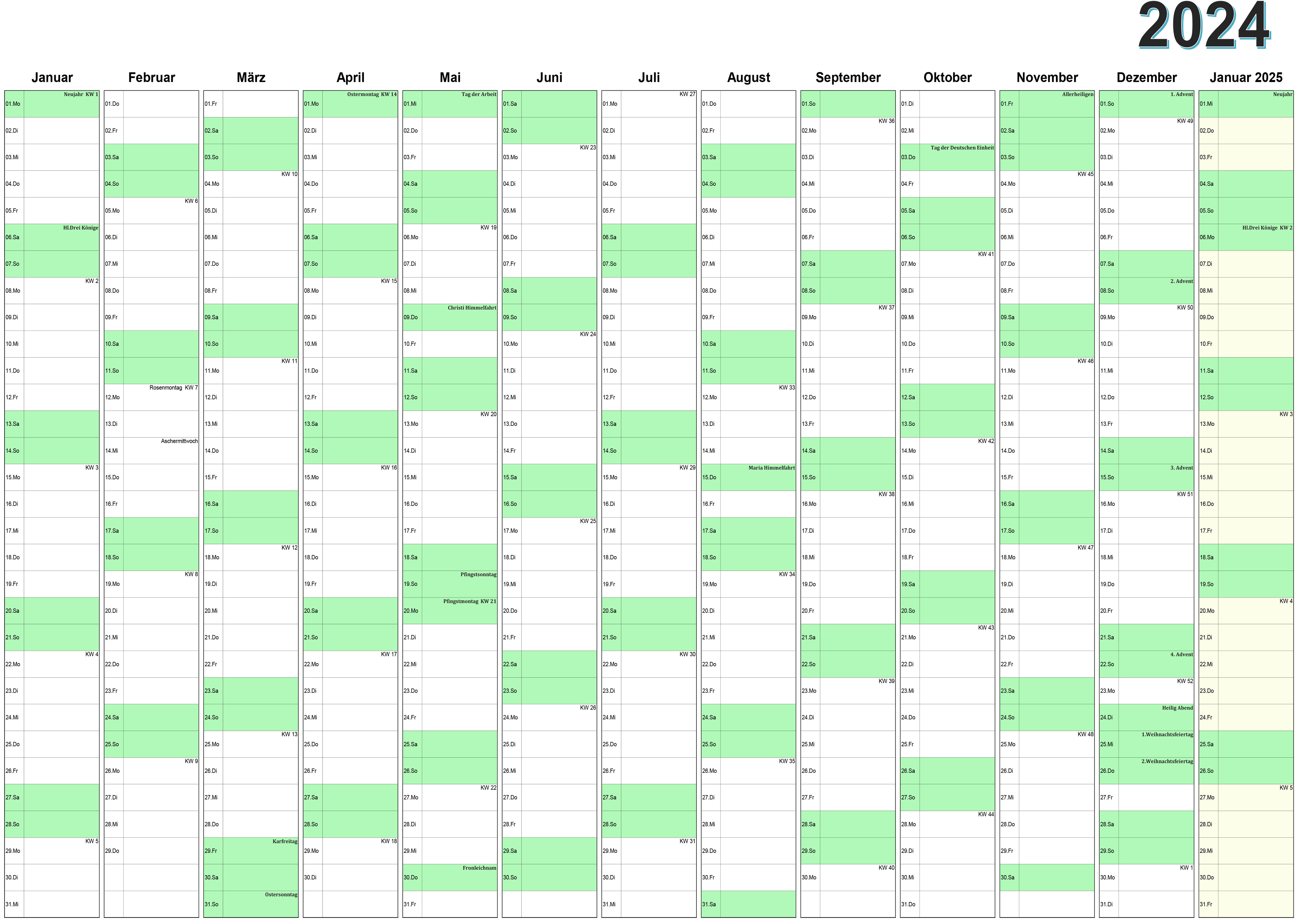 Wandkalender 2024